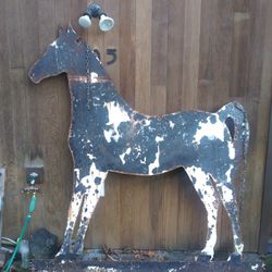 Antique Huge Metal Horse Trade Sign 6'×6.5' Amazing Patina Ranch Stables Barn