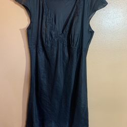 Studio M Black Linen V-Neck Cap Sleeve Dress - XL