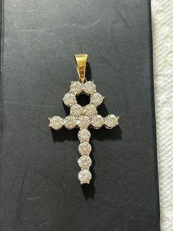 GG MICRO DIAMOND ANKH GOLD NECKLACE PENDANT 18KGP