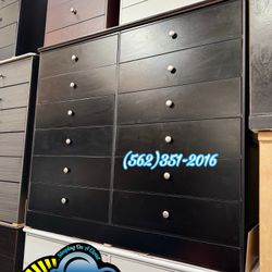 Black Wooden 12 Drawer Dresser 