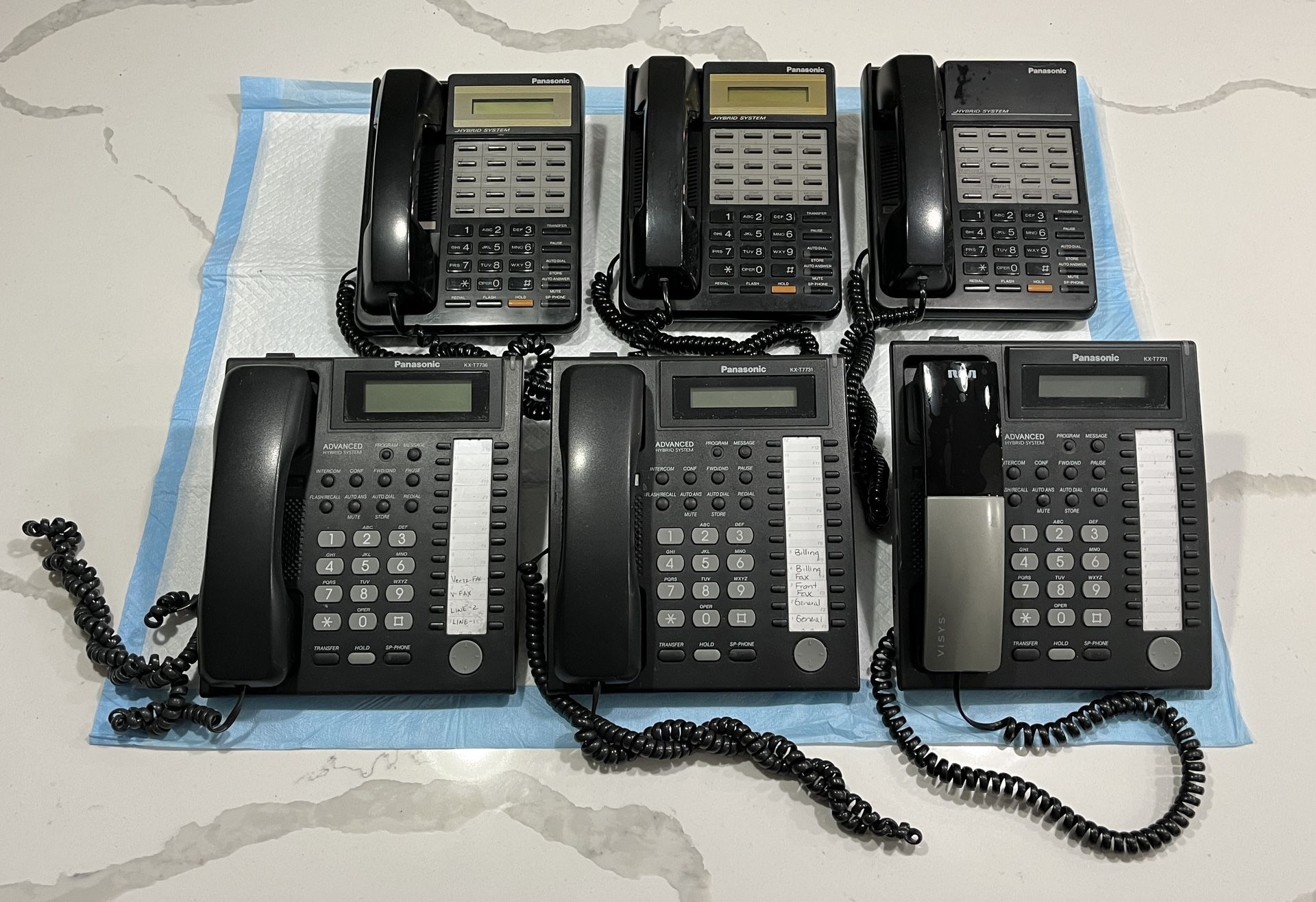 Lot of 6 Panasonic Hybrid System Digital Display Black Business Speaker Phones