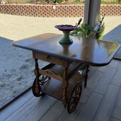 Beautiful Antique Rolling Folding Table.