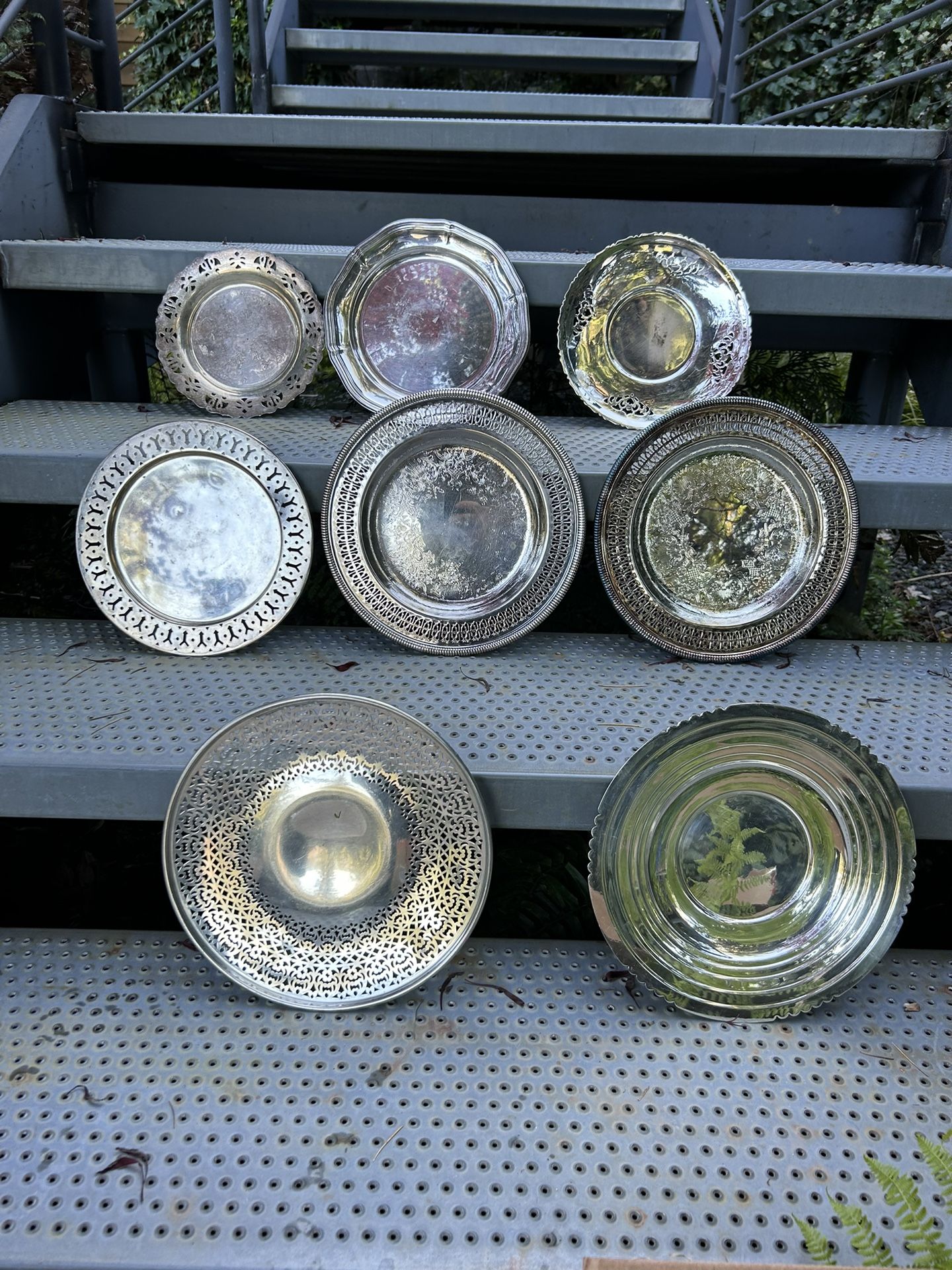 Silver Plate Round Trays 12” Vintage.