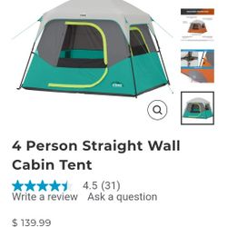 Core 4 Person Straight Wall Cabin Tent