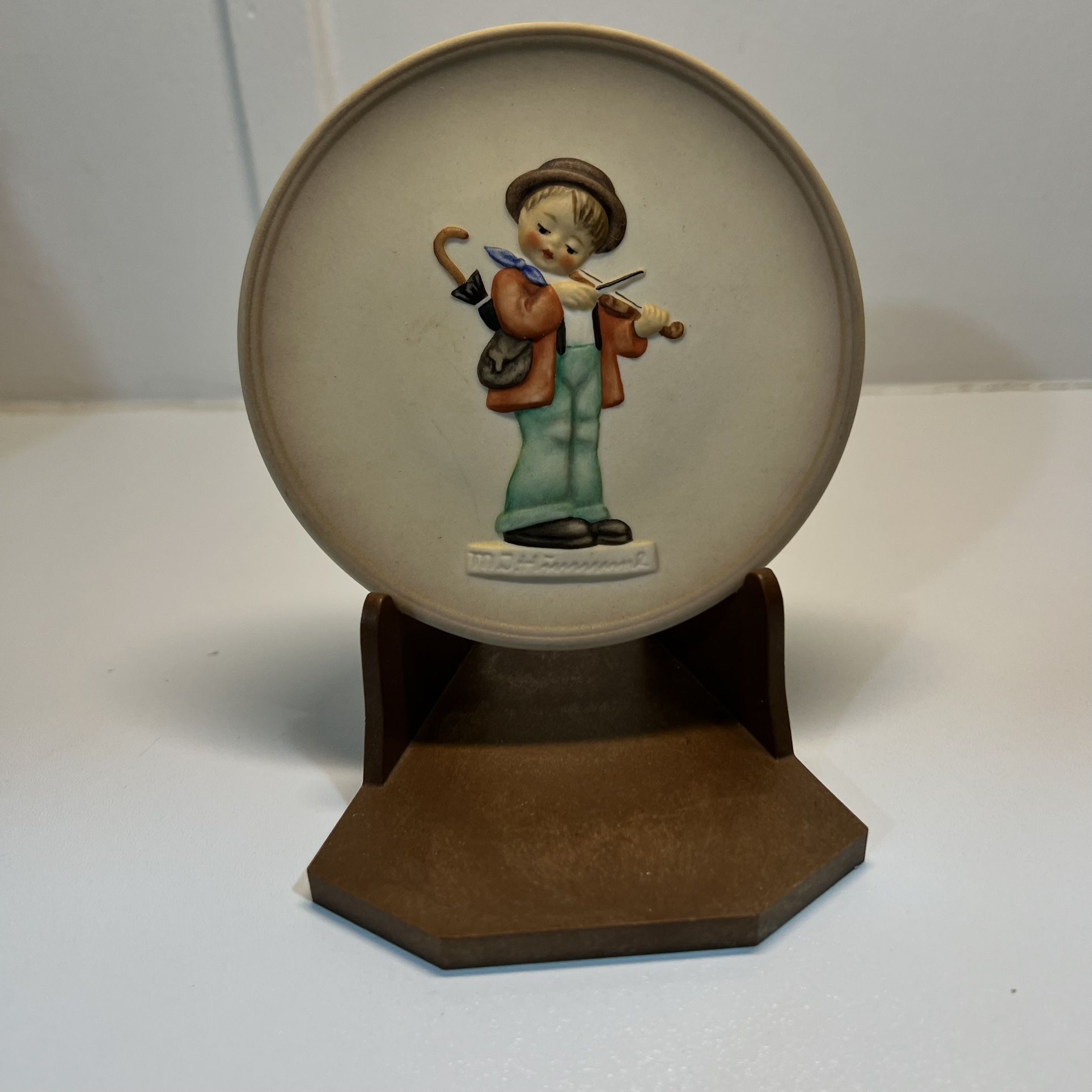 1984 M.J. Hummel Miniature Collectors Plate Little Fiddler W/ Box Mini Goebel 4"