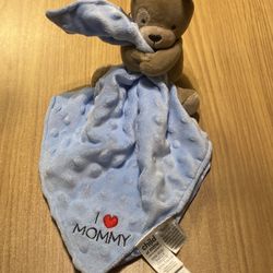 Carter's Child Of Mine I Love Mommy Puppy Dog Rattle Blue Security Blanket Toy