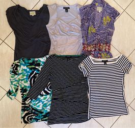 Lot of 6 Womens Tops Sz XS Anthropologie WHBM Alfani Striped Metallic Tops