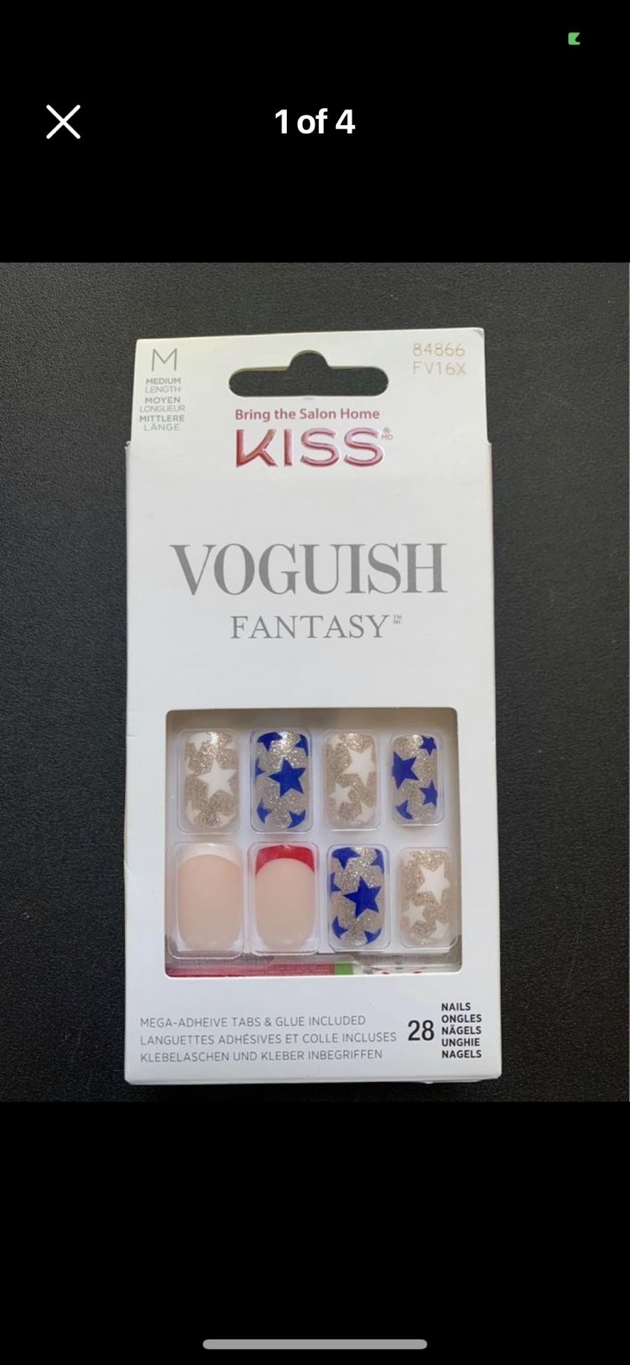 Kiss Voguish Fantasy Press on Manacure Nails 4th of July American Flag Patriotic Theme
