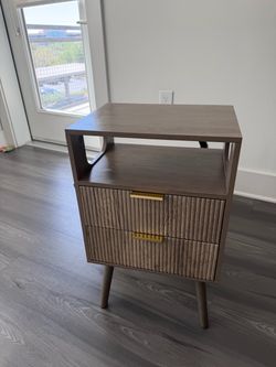 Mid-Century Modern Nightstand with Two Drawers