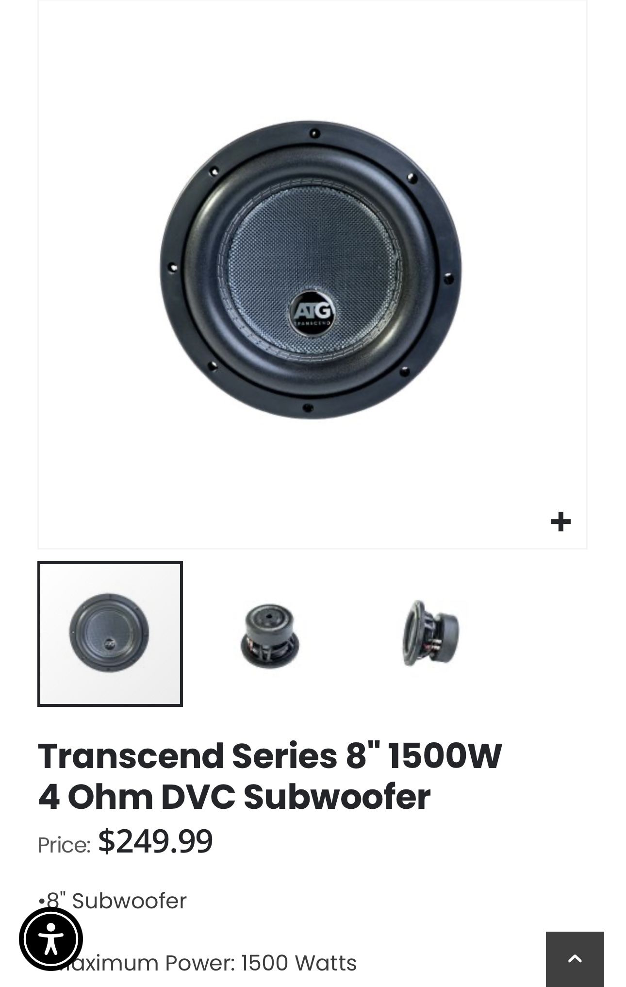 Transcend Series 8" 1500W 4 Ohm DVC Subwoofer