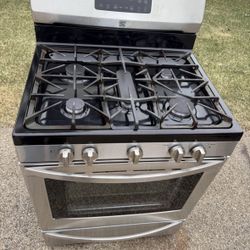 KENMORE GAS STOVE STAINLESS STEEL WORKS GREAT 5 BURNERS CONVECTION OVEN