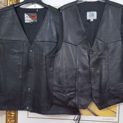 2-Men Black Leather  Vest  3XL/7XL