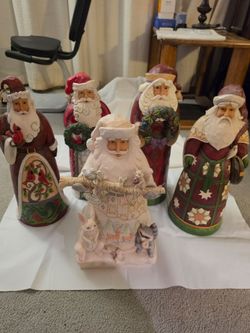 EXTRA LARGE Jim Shore CHRISTMAS HOLIDAY DECORATIONS Santa Claus Figurines Set of 5