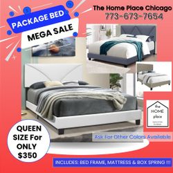 Comfy & Elegant Queen Bed Frame 🚨 Includes Mattress & Box Spring for ONLY $349. Ready for Delivery Today 🚛