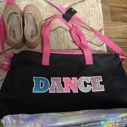 Girls dance bag, and tap shoes