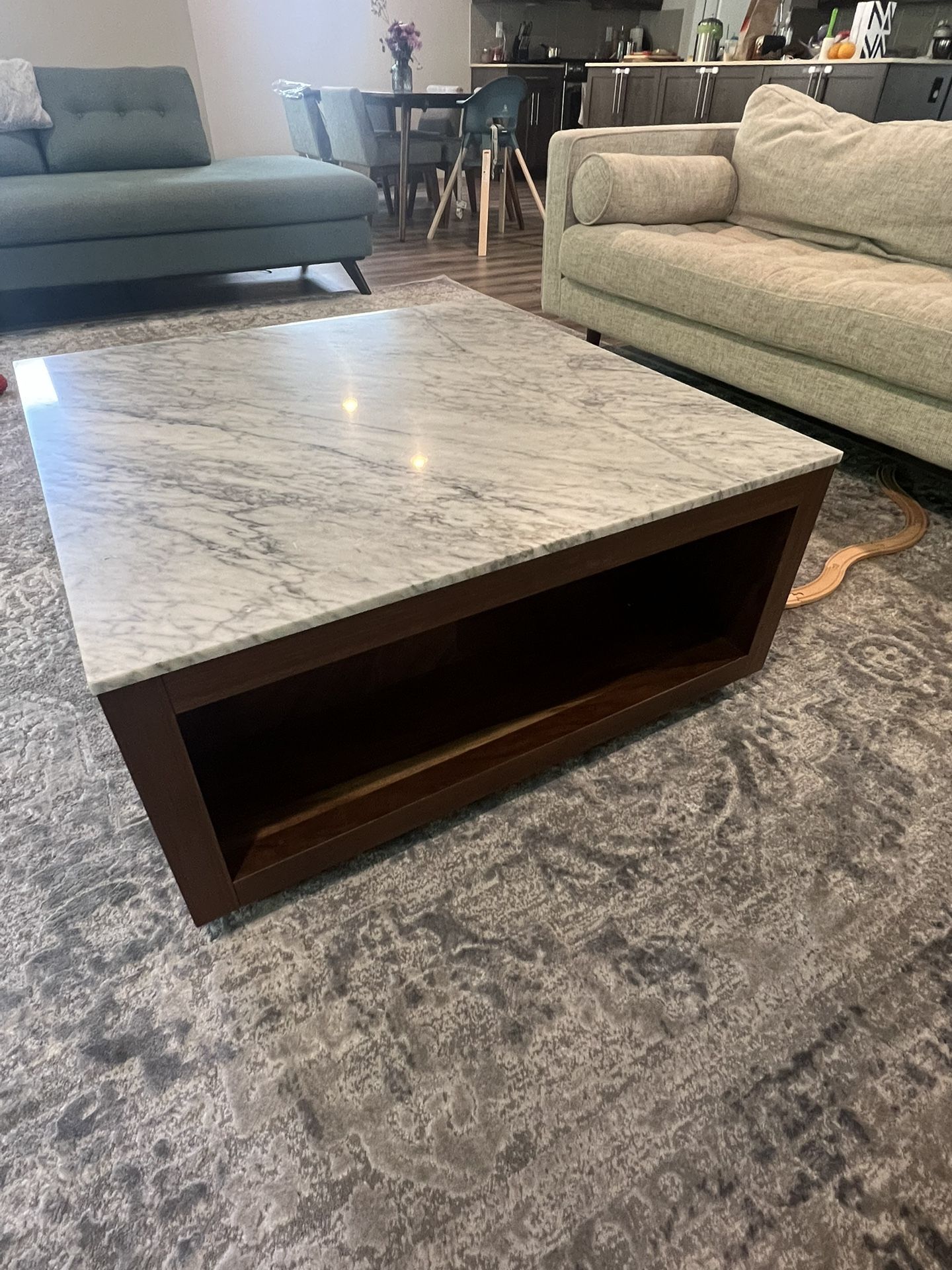 CB2 Marble and wood coffee Table for Sale in Lynnwood, WA - OfferUp