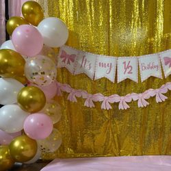 Half birthday/6months birthday for baby girl with balloons 