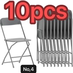 10 Pcs Folding Chair, 300LBS Lightweight Foldable Plastic Chair, Reinforced Metal Frame Easy to Fold & Store for Indoor & Outdoor, Wedding, Party, Mee