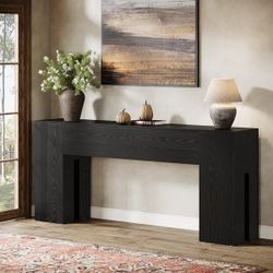 71-Inch Long Console Table for Entryway, Living Room, Rustic Brown - 70.86" L x 13.78" W x 32.3" H - Black