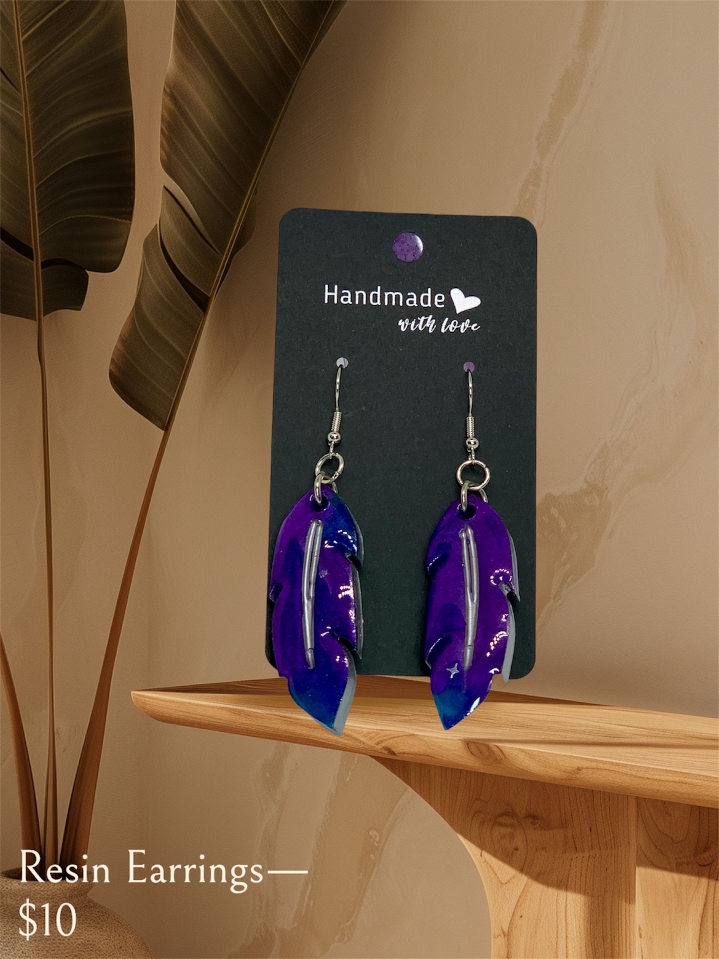 Beautiful Purple Resin Earrings