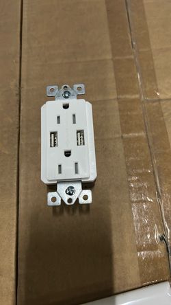 White Duplex Wall Outlet with USB Ports