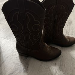 Girls Dark Brown Cowboy Boots 