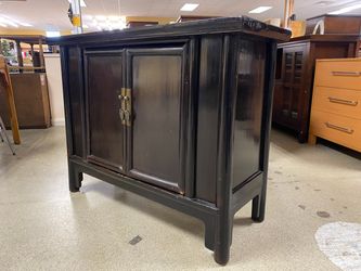 Vintage Black Lacquer Chinese Cabinet