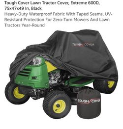 Tough Cover Lawn Tractor Cover, Extreme 600D, 75×47×49 In, Black Heavy-Duty Waterproof Fabric With Taped Seams, UV-Resistant Protection For Zero-Turn 