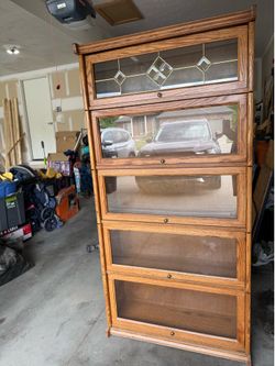 bookshelf with glass doors