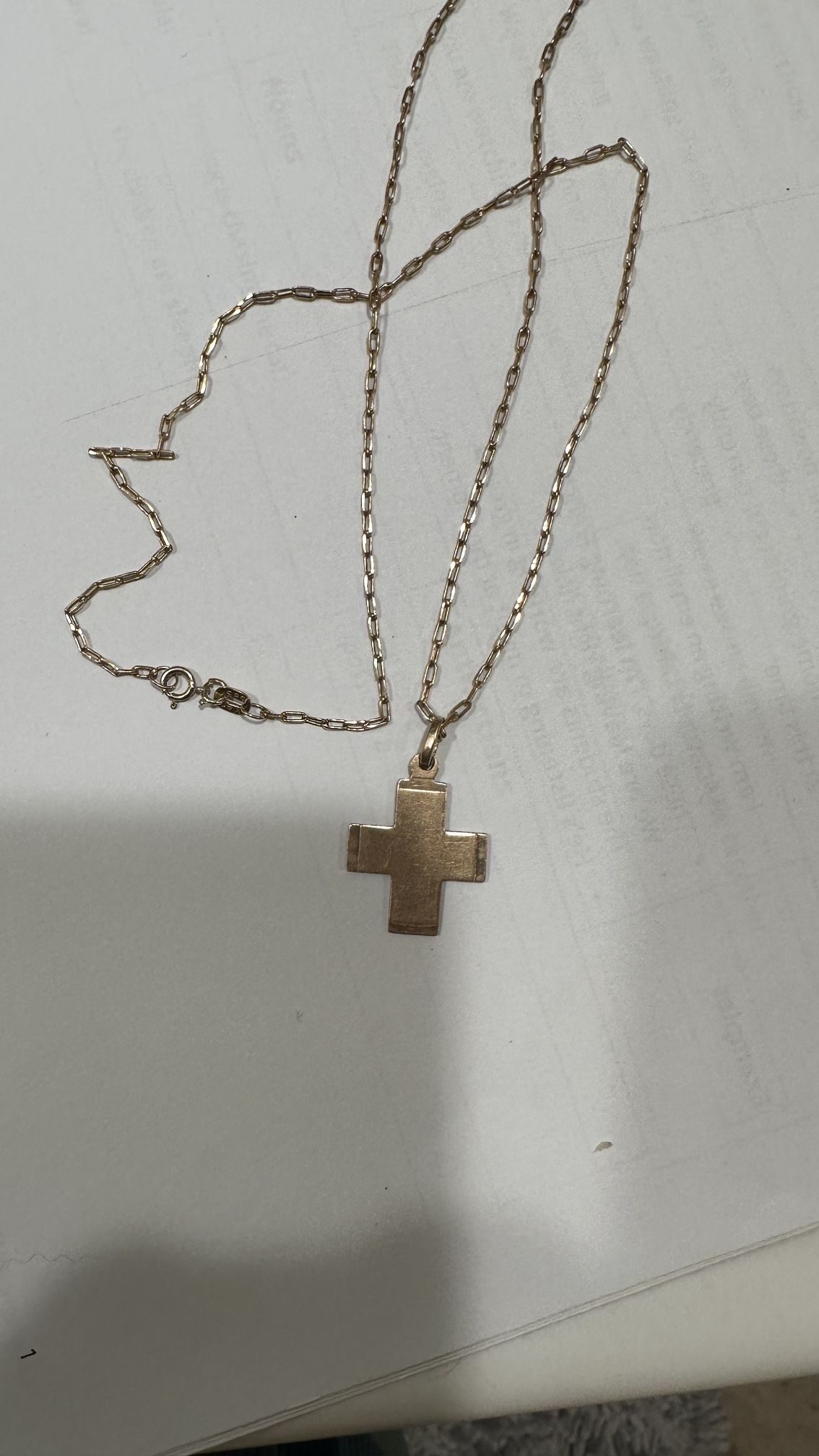 14 K Gold 22 Inch  Chain With Cross