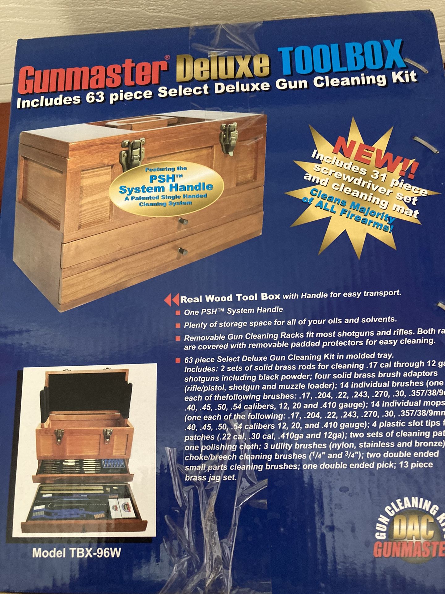 Gunmaster Deluxe Wooden Toolbox With 63-pc Gun Cleaning Kit