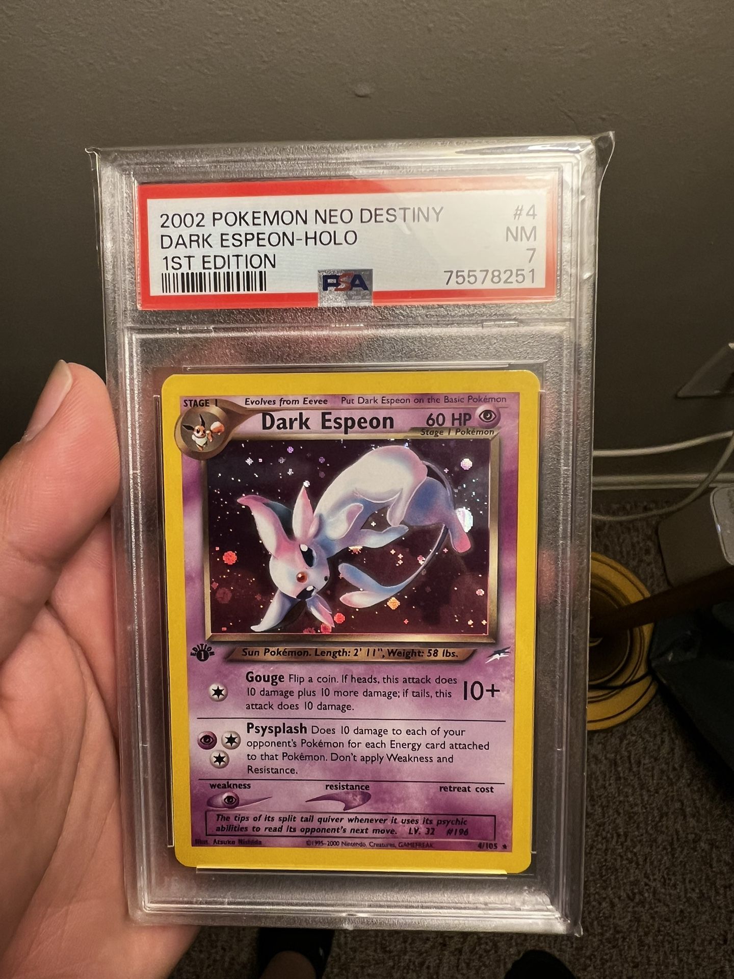Pokémon 2002 Dark Espeon Neo Destiny 1st Edition PSA 7