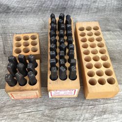 Vintage Young Bros. Gruv-Grip Steel Stamps 1/4 in 6.4mm Numbers and Letters.