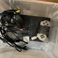 Sony PlayStation 2 (PS2) Console Bundle – Controllers & Cables