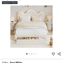 full size bed frame with led headboard lights and bottom draw 