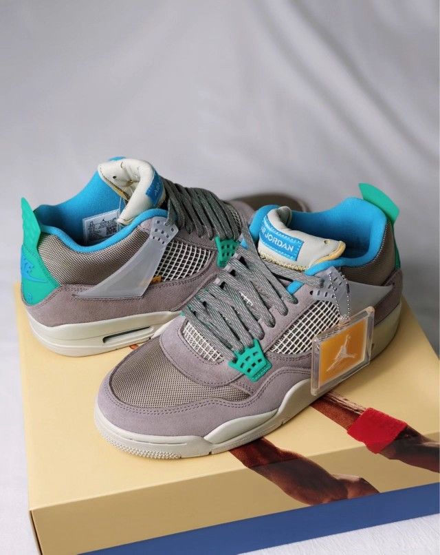 Union La x Jordan Air Jordan 4 Taupe Haze 30th Anniversary Mid-Top Vintage Basketball Shoes Unisex Taupe