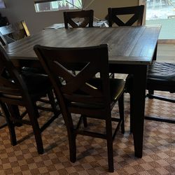 7pc High Dining Set Table With 6 Chairs