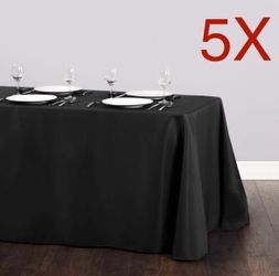 5 Pcs Black Table Cloth 90” x 132” Rectangle Polyester Tablecloth Cover Party Wedding Linen   Easy laundering in your home washing machine, Easy care