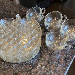 HAZEL ATLAS APPLE PLATES AND CUPS 8 SETS; 16 PIECES *READ ALL* OBO