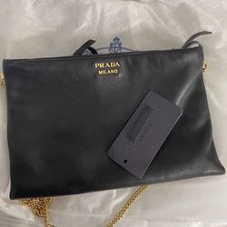 Prada Shoulder Bag With Gold Chain 