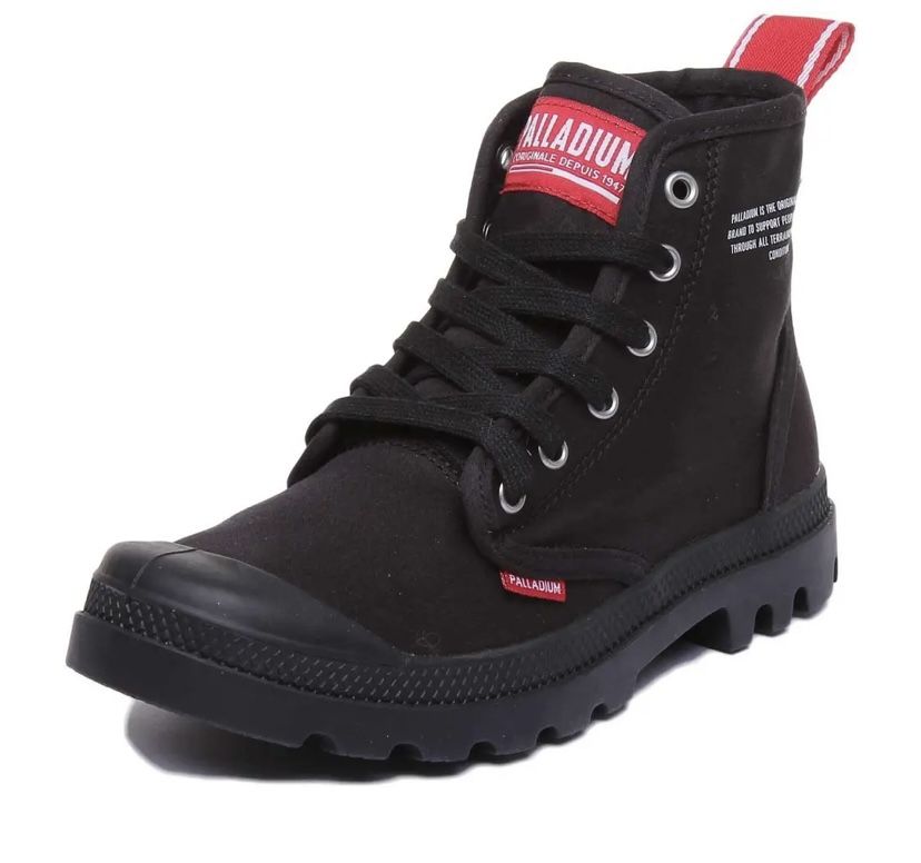 Palladium Pampa Hi Dare Lace Up Canvas Ankle Boots Black