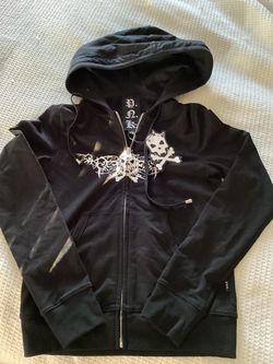 P.N.K. Black Zip-Up Graphic Hoodie women’s