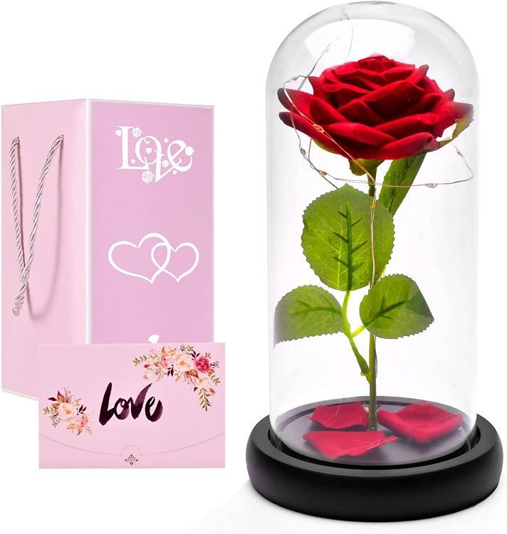 New Valentines Day Gifts for Her,Valentines Rose Gifts for Girlfriend Wife,Colorful Rainbow Light Up Rose Flower with LED,Valentines Gifts for Women M
