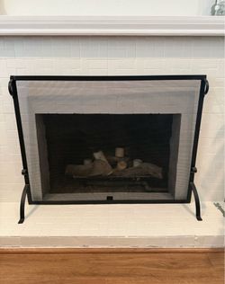 Black fireplace screen