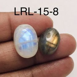 Labradorite & Rainbow Oval Shape-2Pc-Lot-LRL-15-8