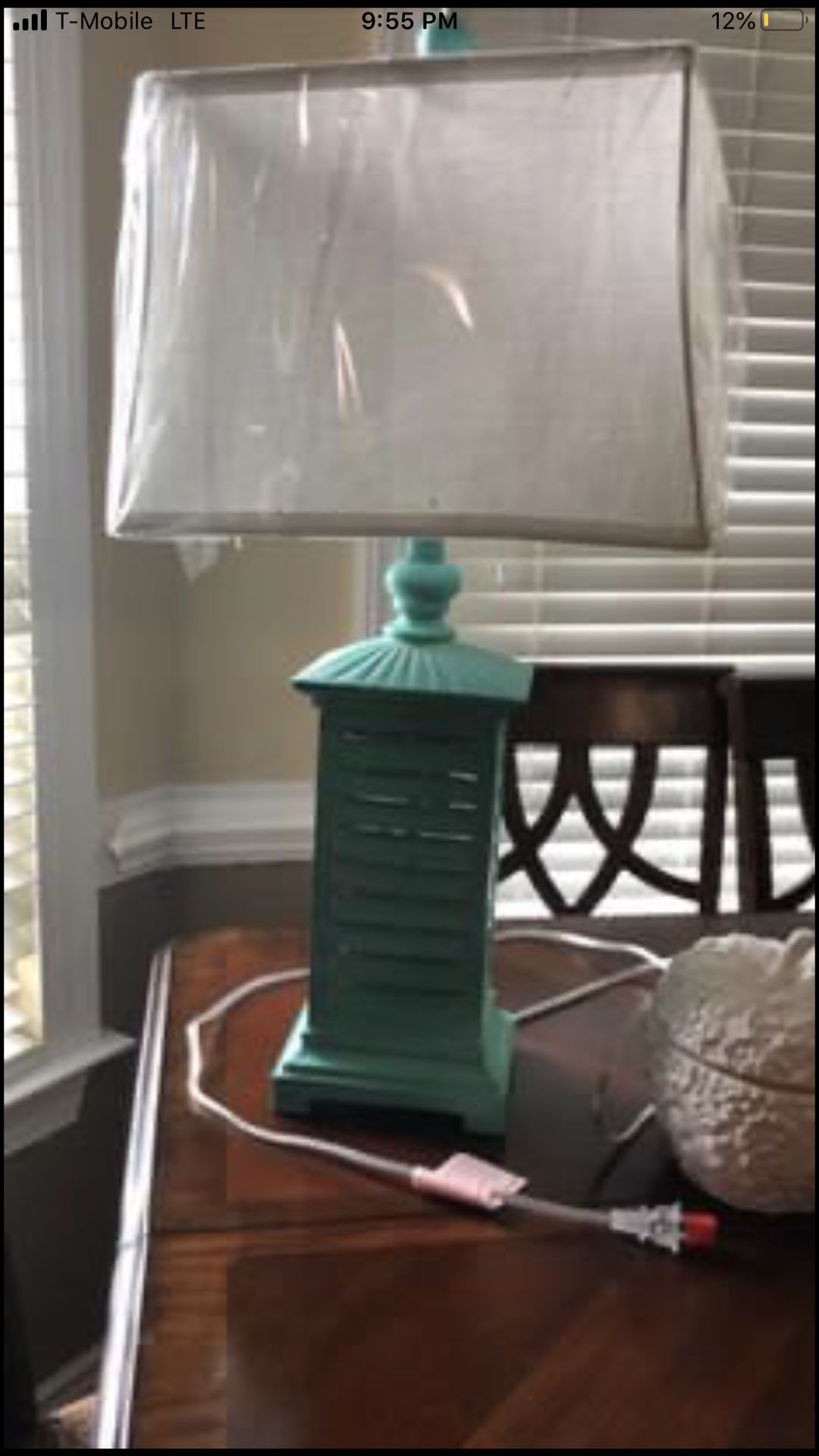 Brand new Turquoise lamp with lightbulb