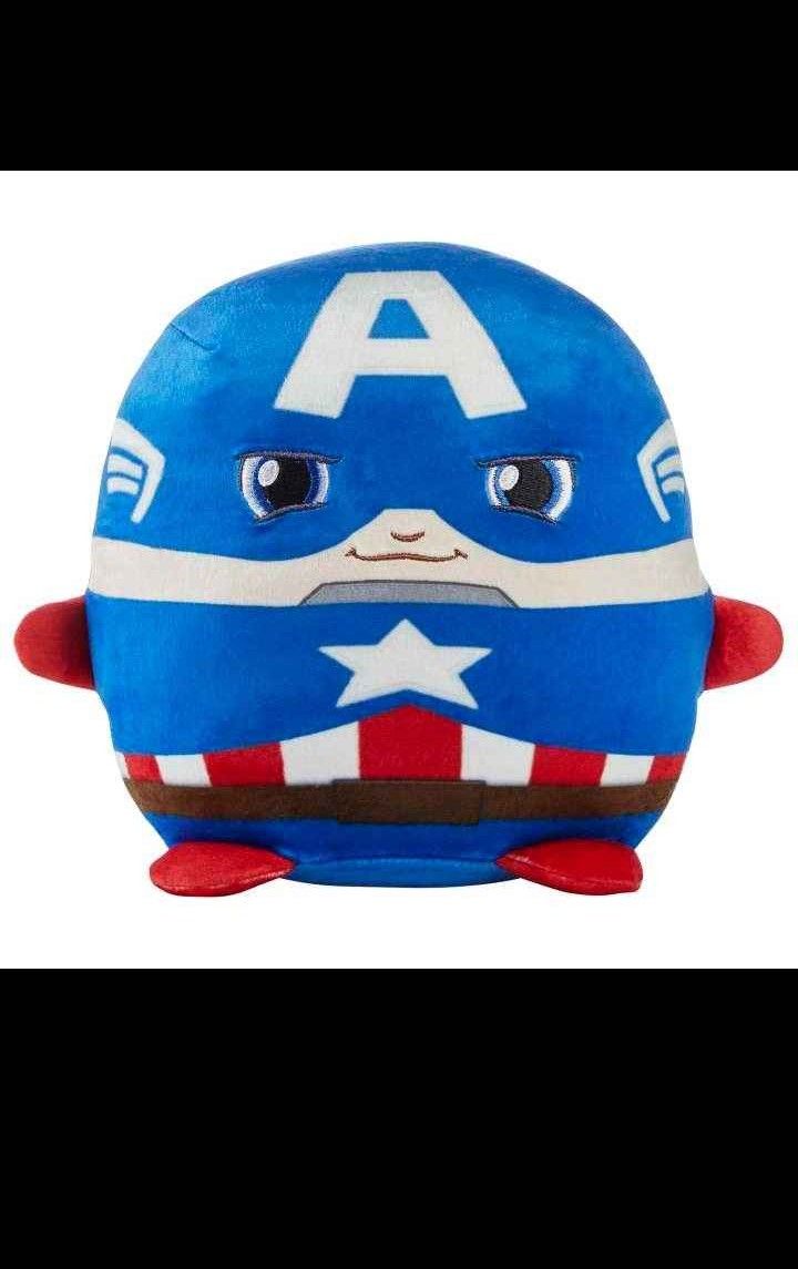 Marvel Cuutopia 10-In Captain America Plush Character, Soft Rounded Pillow Doll For 3 Years & Up