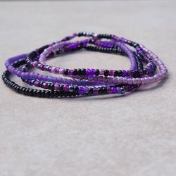 Purple and Black Seed Bead Bracelets