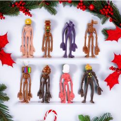 8 PCS Siren Head Toy Siren Head Action Figures Toys for Kids Fans Halloween Thanksgiving Christmas Birthday (A)