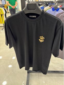 Dolce & Gabbana Black T-Shirt with Crown Bee Embroidery